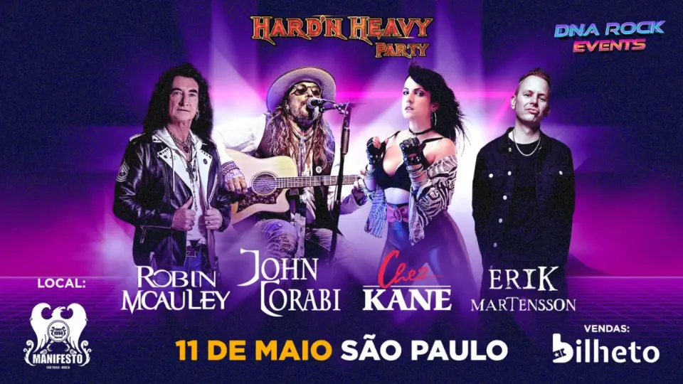 Hard ‘n’ Heavy Party retorna com shows de Robin McAuley, John Corabi, Chez Kane e Erik Martensson